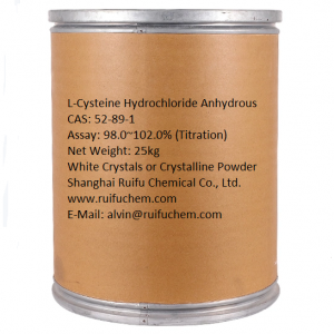 L-Cysteine Hydrochloride Anhydrous CAS 52-89-1 Assay 98.0~102.0% (Titration) Factory High Quality